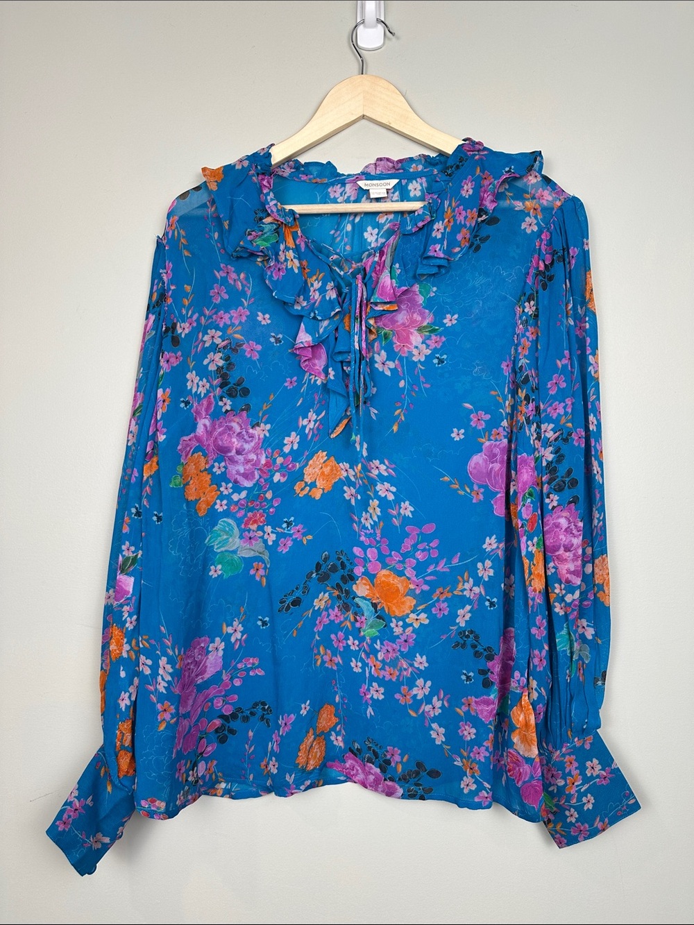 82. MONSOON ruffled floral blouse boho feminine